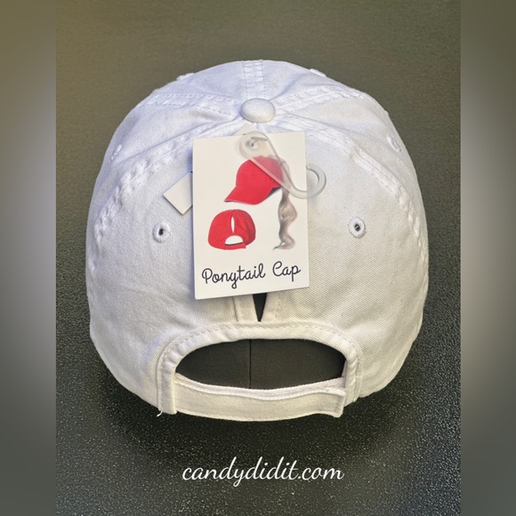 Fun! Handmade Four Letter Word Bling Ponytail Ball Cap By Candy Did It! - Picture 11 of 11